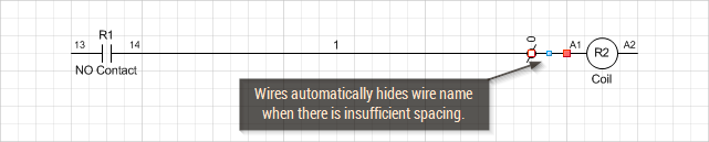 Electra automatically hides wire names when there is insufficient spacing.
