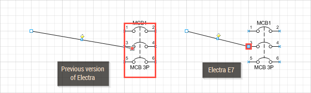 Wires will only connect to connection points in Electra E7.